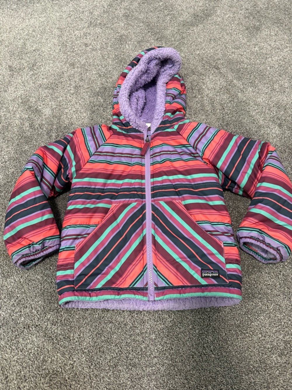 Patagonia Tribbles Reversible Striped Fleece Lined Jacket Sz XS (5-6)